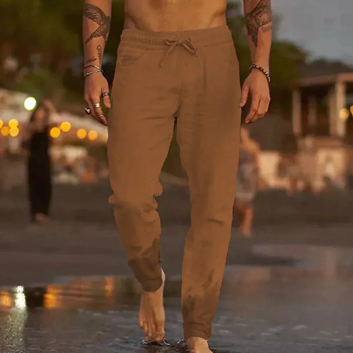 Leinenhose Herren mit Lockerem Elegantem Schnitt