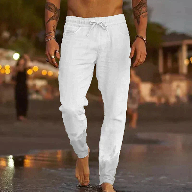Leinenhose Herren mit Lockerem Elegantem Schnitt