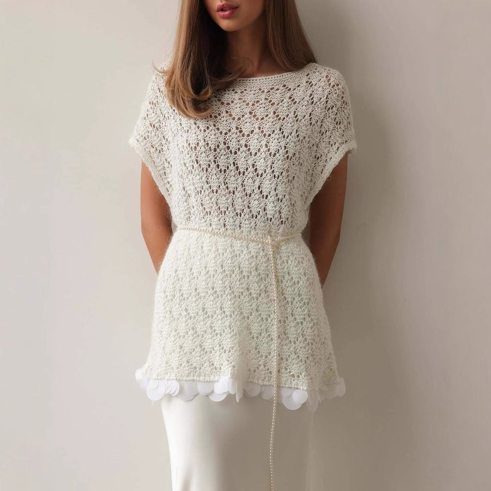 Lockerer Stil Gestrickter Pullover für Damen