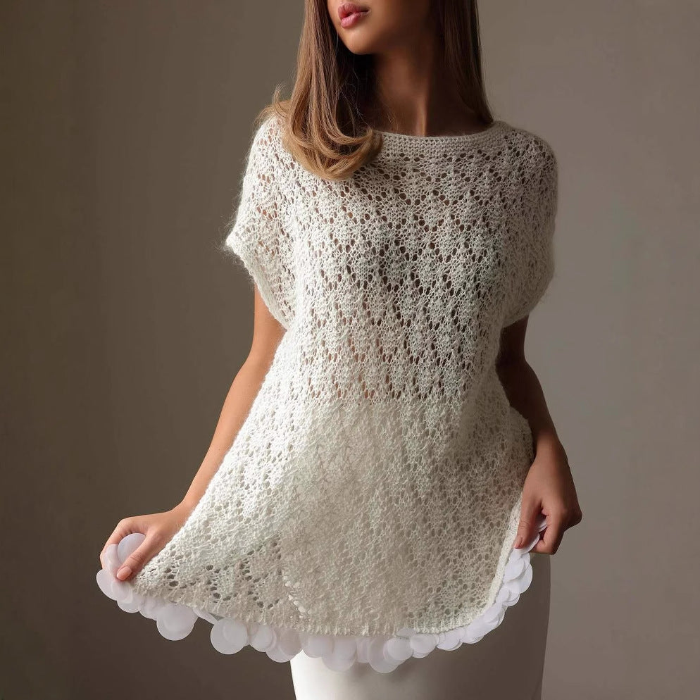 Lockerer Stil Gestrickter Pullover für Damen