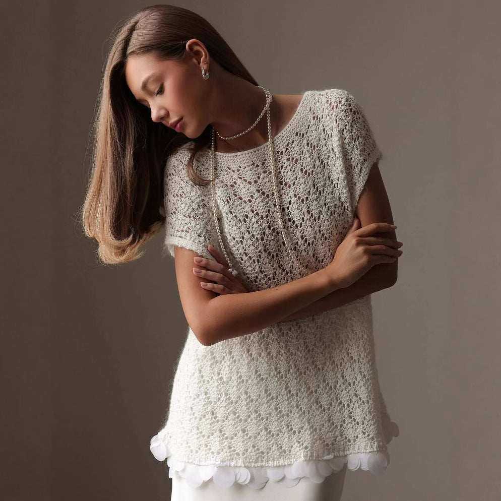 Lockerer Stil Gestrickter Pullover für Damen