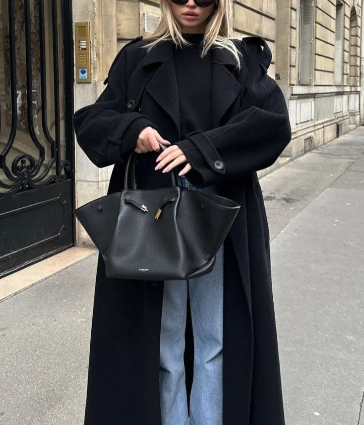Dámský trenčkot | Volný střih | Dlouhý kabát s páskem na zavazování | Elegantní neformální vzhled