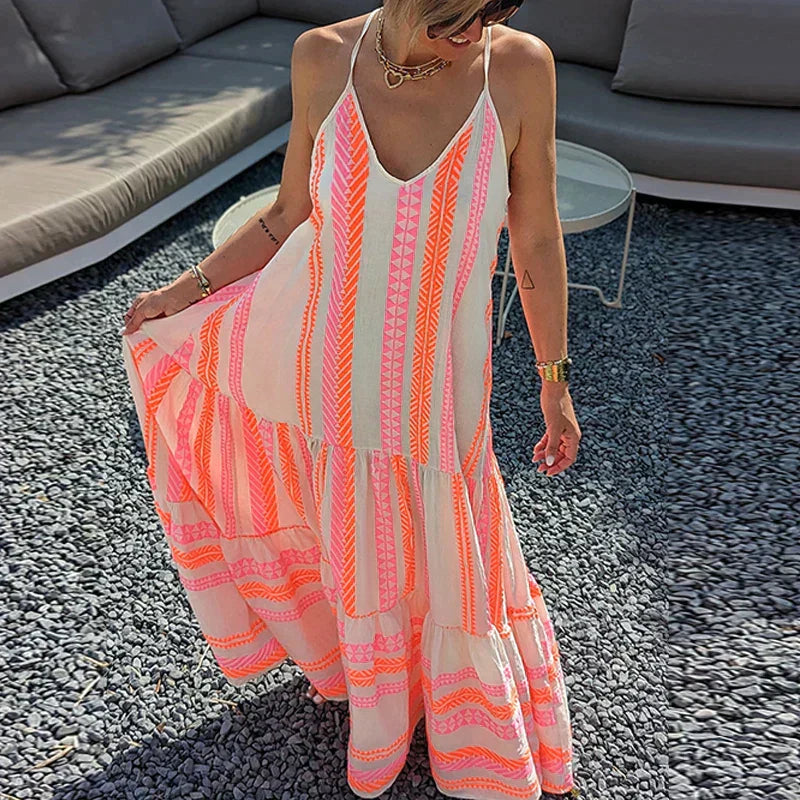 Maxi Kleid für Damen mit Rüschen