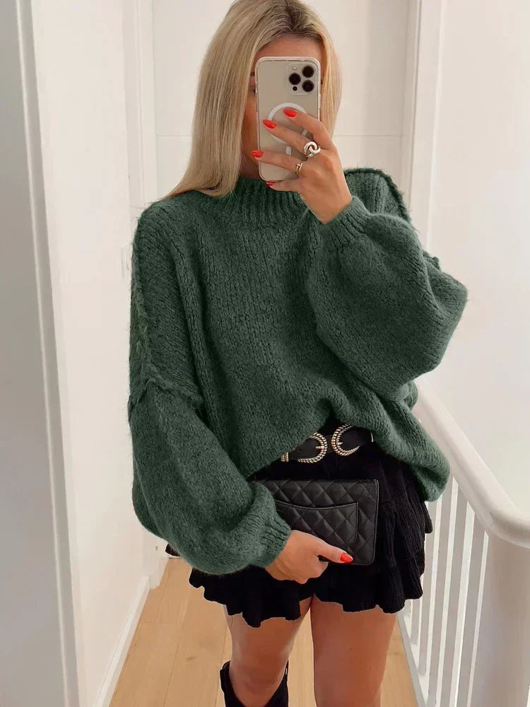 Oversize-Strickpullover für Damen – Kuscheliger Pullover mit Ballonärmeln1