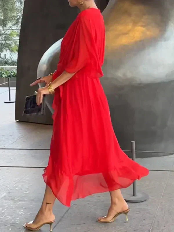 Sukienka maxi damska | Kopertowy fason i dekolt w serek | Elegancki styl na co dzień
