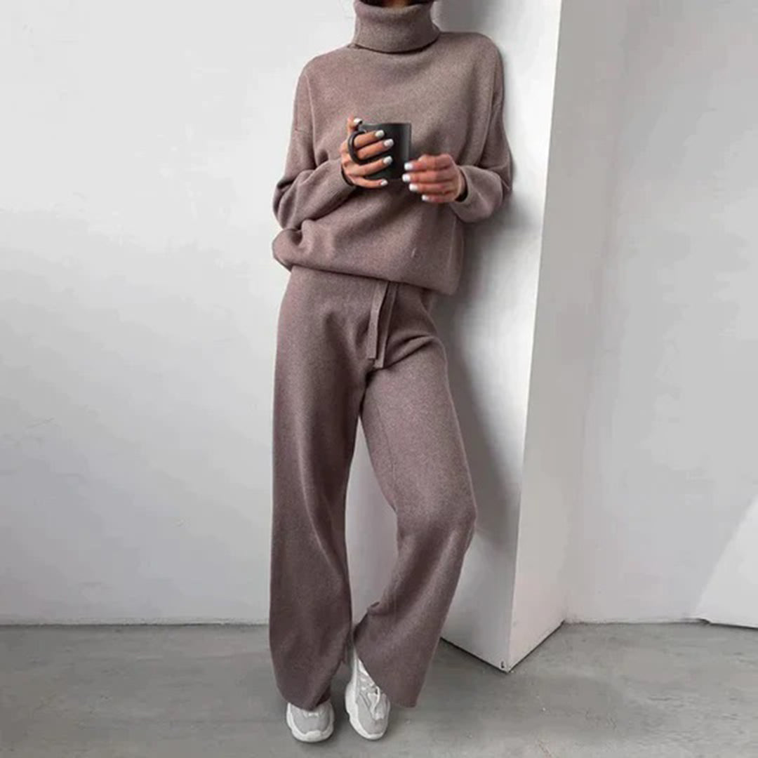 Rollkragenpullover Zweiteiliges Damen-Set