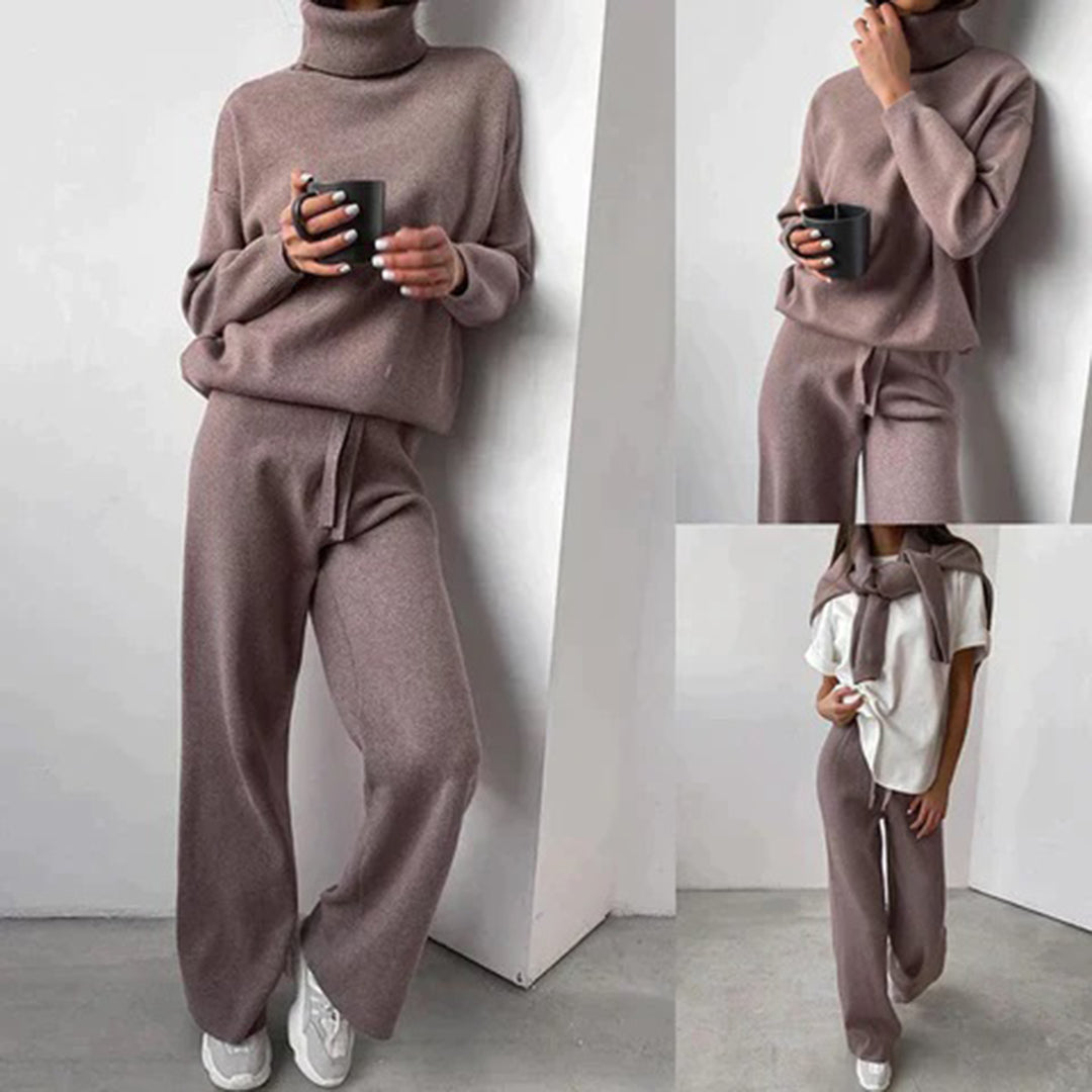 Rollkragenpullover Zweiteiliges Damen-Set