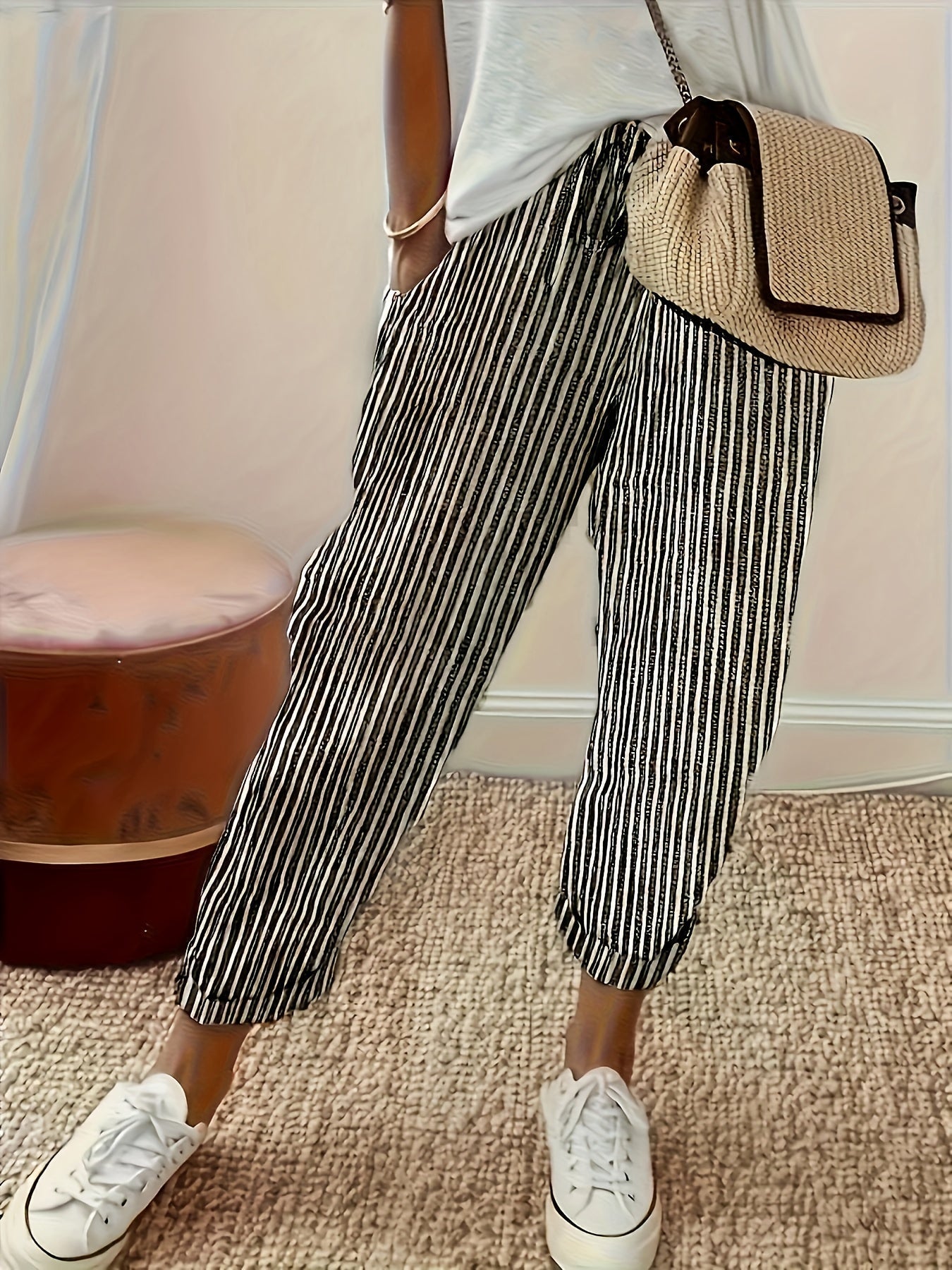 Sommerhose Damen | Bequeme Streifenhose mit lockerem Schnitt | Noelle