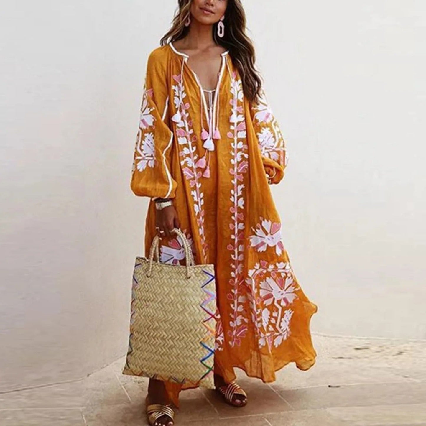 Blumiges Maxikleid Lang für Damen
