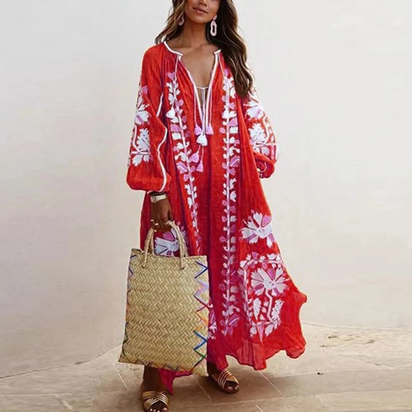 Blumiges Maxikleid Lang für Damen