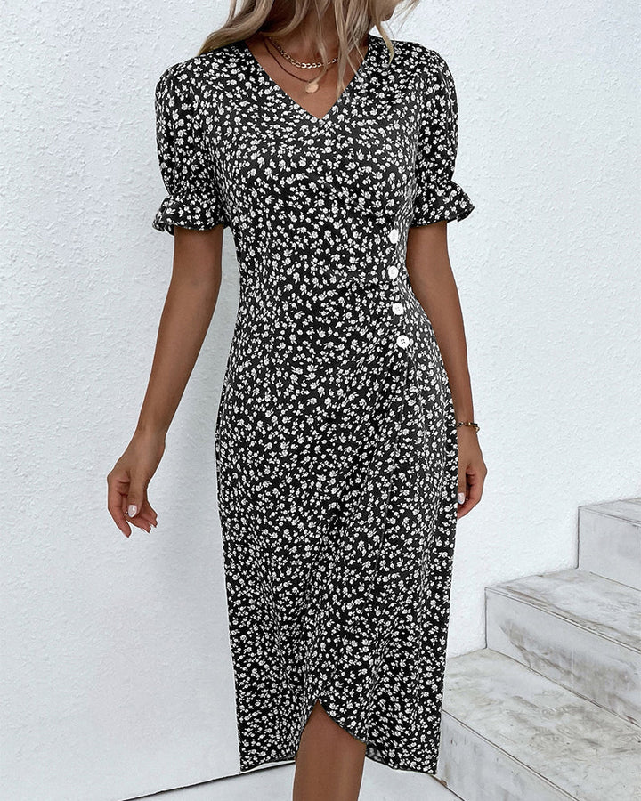 Damen Midikleid | Reguläre Passform | Florales Wickelkleid mit V-Ausschnitt | Sommer Freizeitlook