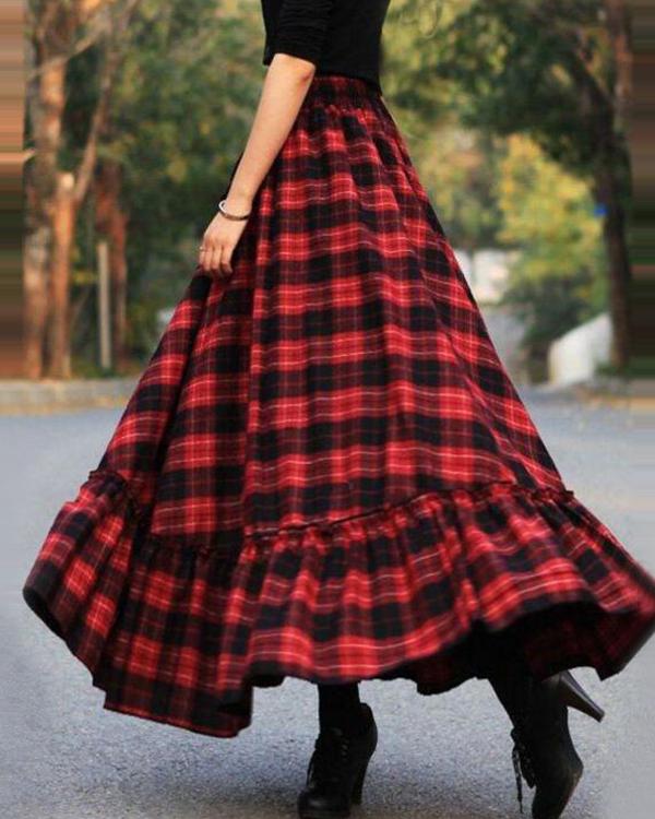 Robe midi femme à manches courtes et col rond | Jupe à volants