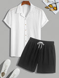 Herren Freizeit Set | Zweiteiliges Outfit mit Hemdkragen | Shorts mit Kordelzug | Moderner Sommerlook