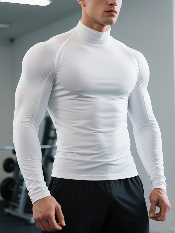 Herren Stretch Fit Shirt mit langen Ärmeln und hohem Kragen | Thermal Wear