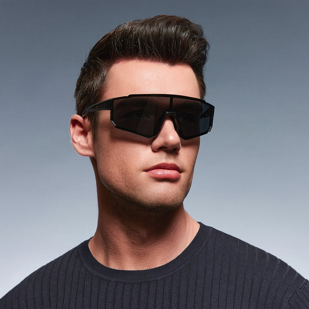 Męskie sportowe okulary przeciwsłoneczne | Oversize tarcza | Design typu wraparound | Outdoorowy, casualowy styl