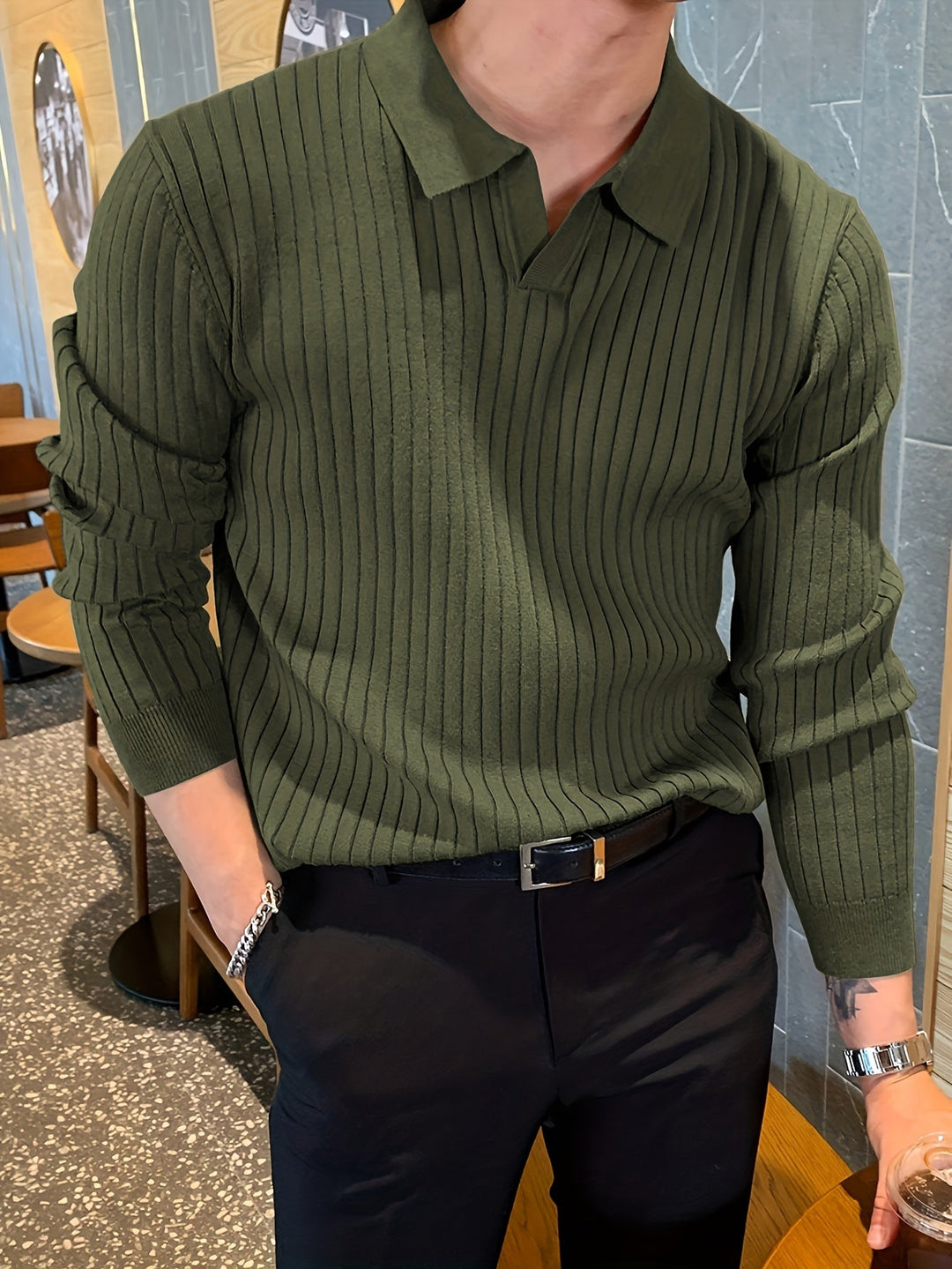 Przemek | Maglione da uomo in maglia con colletto da polo
