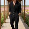 Herren Zweiteiler | Langarmhemd mit Kordelzughose | Bequeme Passform | Resort-Look