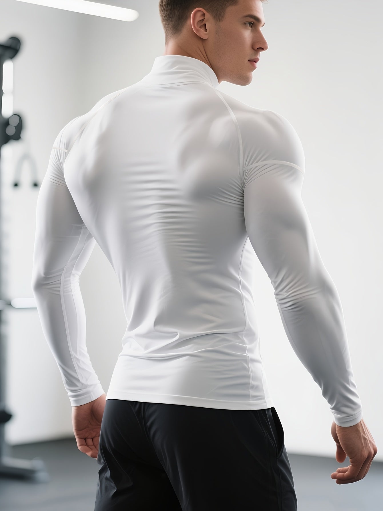 Chemise stretch homme à manches longues et col montant | Vêtement thermique