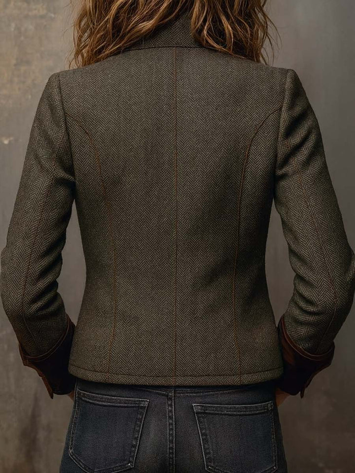 Wren | Women's Vintage Herringbone Contrast Trim Blazer