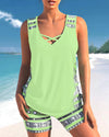 Set tankini donna senza maniche con dettaglio incrociato e shorts | Sport