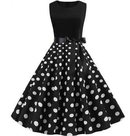 Abito donna senza maniche fit-and-flare | Gonna a pois