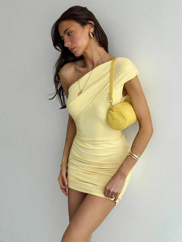 Damen Ein Schulter Ärmelloses Bodycon Kleid | Mini