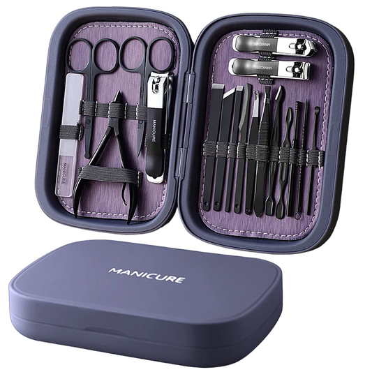18-in-1 Edelstahl Nagelset für perfekte Nagelpflege – Kompaktes Reise-Set mit ergonomischen Werkzeugen für Maniküre und Pediküre