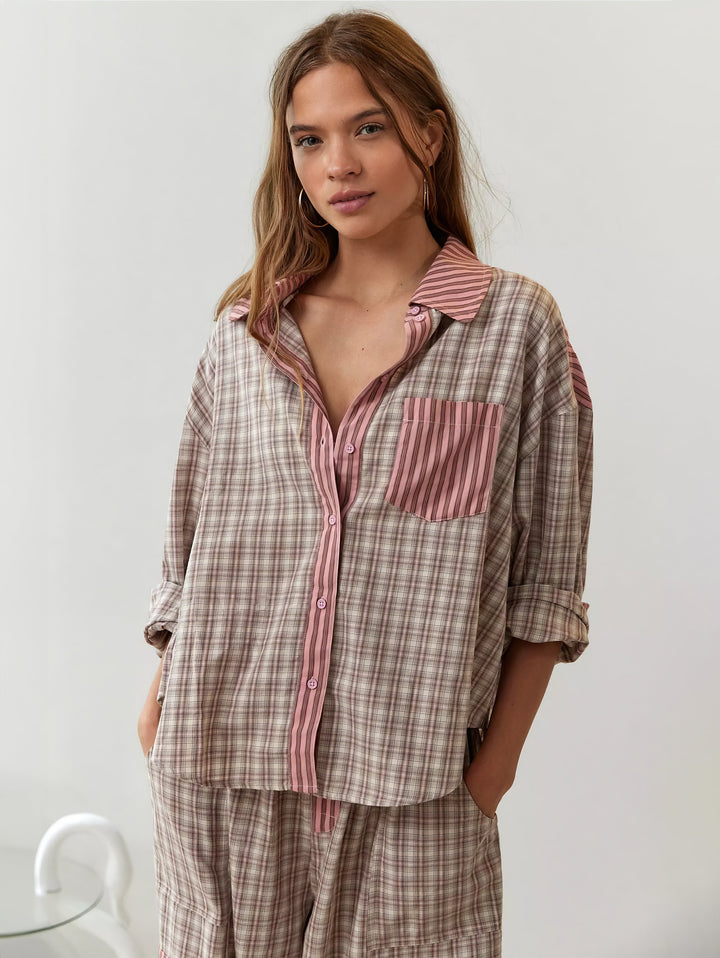 Damen Loungewear-Set | Langarmhemd und Locker Geschnittene Hose | Komfort für Entspannte Momente