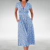 Abito midi da donna | Design floreale e scollo a V | Stile femminile per tutti i giorni