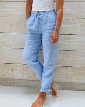 Damen Weite Passform Hose mit Kordelzug | Gerade Bein Hose