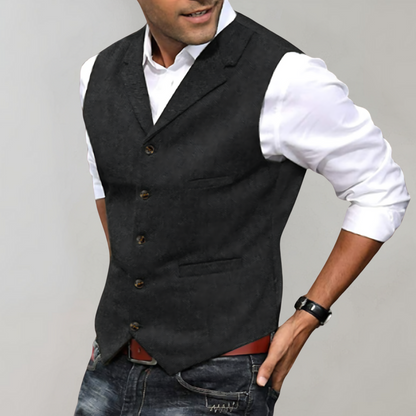 Gilet uomo senza maniche con scollo a V e bottoni | Strutturato