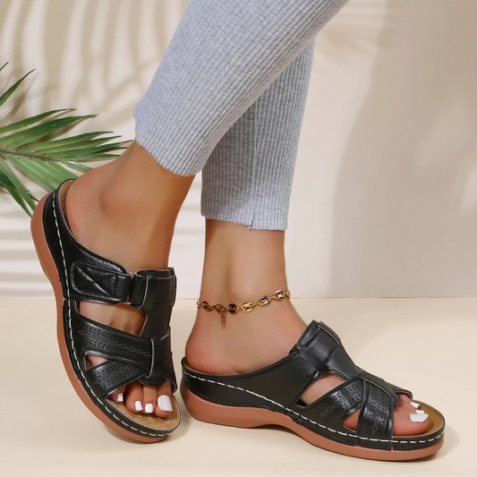 Women's PU leather sandals – Open toe for summer comfort
