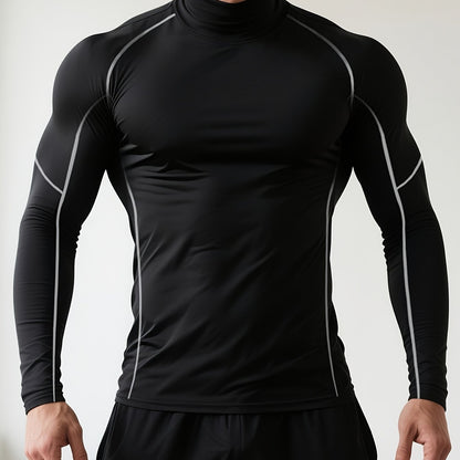 Chemise stretch homme à manches longues et col montant | Vêtement thermique