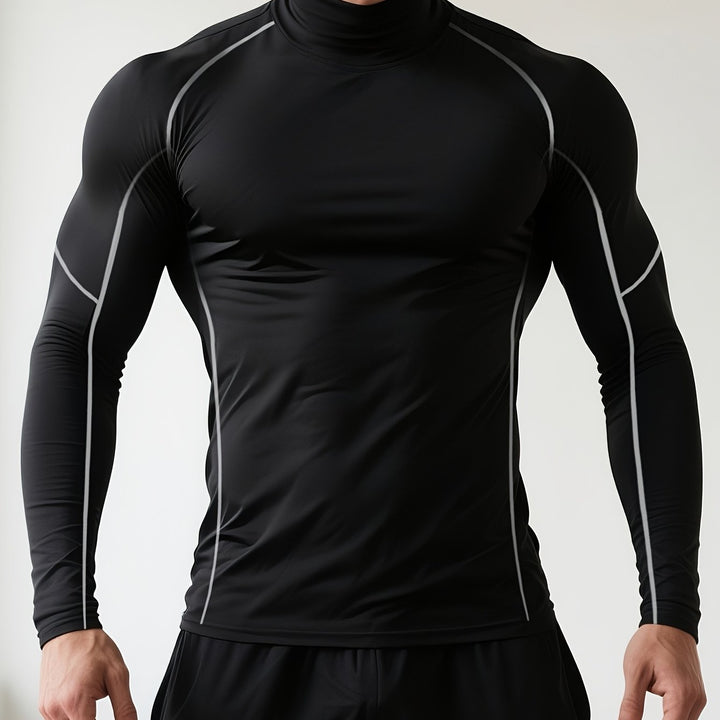 Herren Stretch Fit Shirt mit langen Ärmeln und hohem Kragen | Thermal Wear