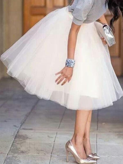 Abito midi donna a maniche corte con scollo rotondo | Gonna a strati