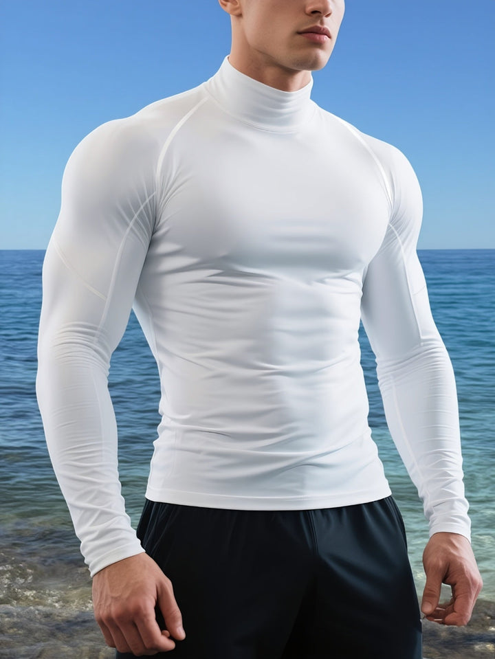 Herren Stretch Fit Shirt mit langen Ärmeln und hohem Kragen | Thermal Wear