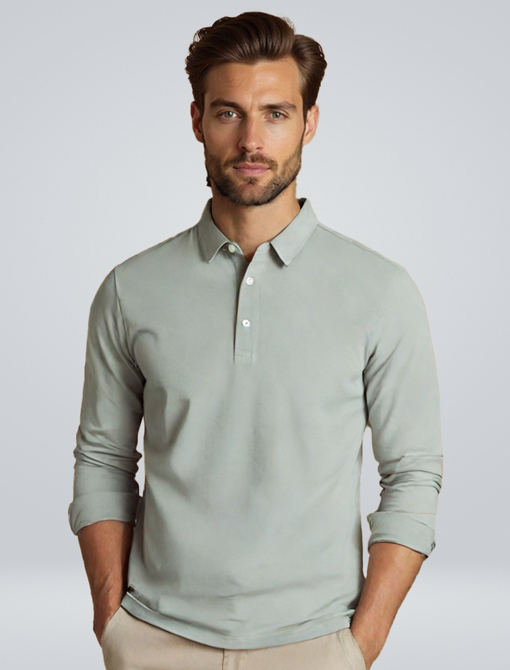 Herren Poloshirt Langarm Kragen Poloshirt | Einfarbig