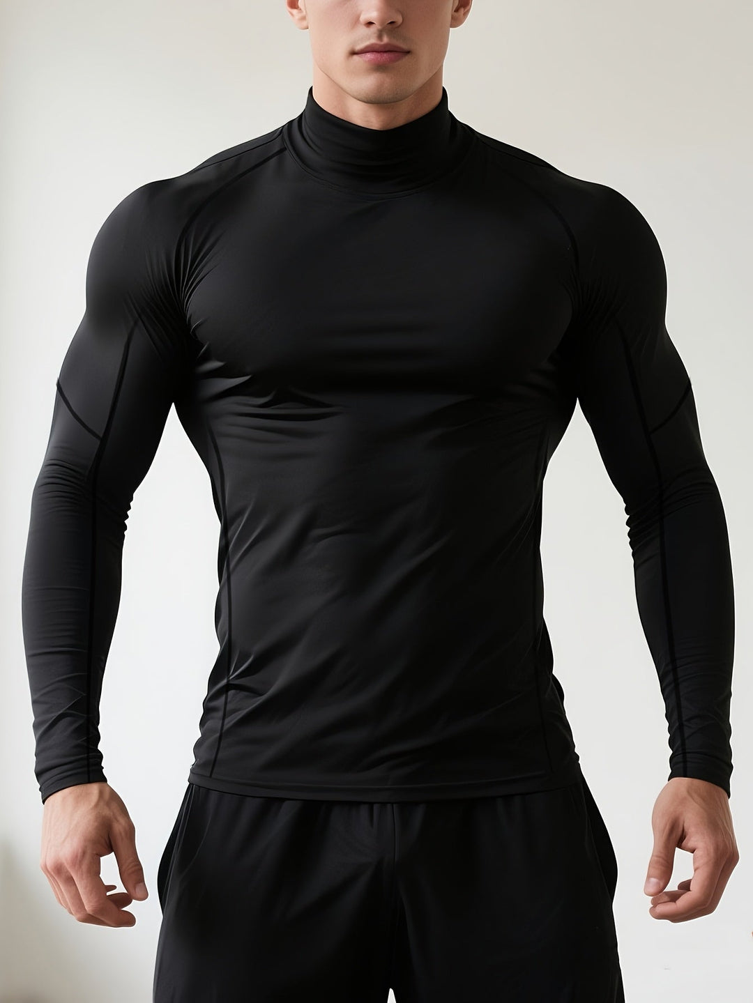 Herren Stretch Fit Shirt mit langen Ärmeln und hohem Kragen | Thermal Wear
