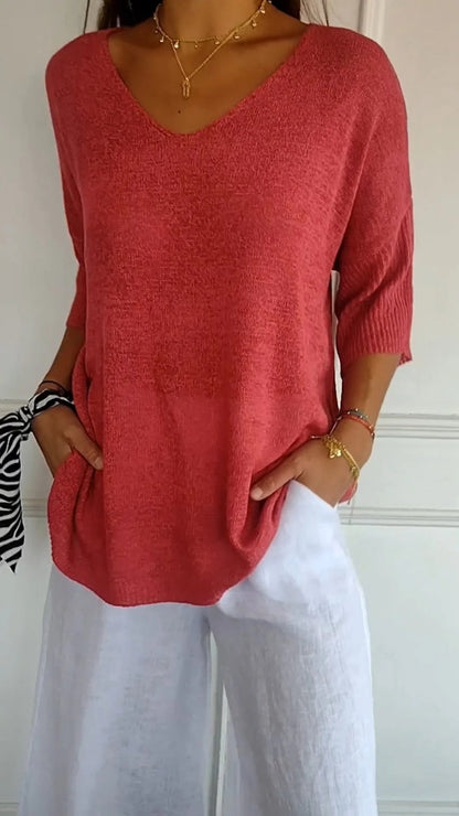 Damen V-Ausschnitt Top mit zeitlosem Design