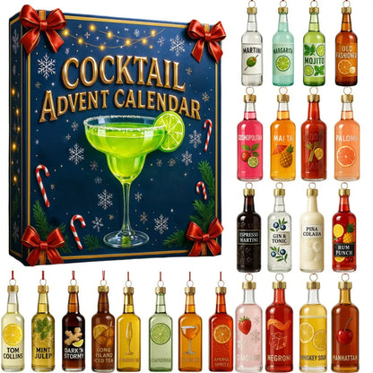 24-tägiger Cocktail-Adventskalender – Ein Set mit Mini-Drinks für die Feiertage, ein Geschenk für Erwachsene
