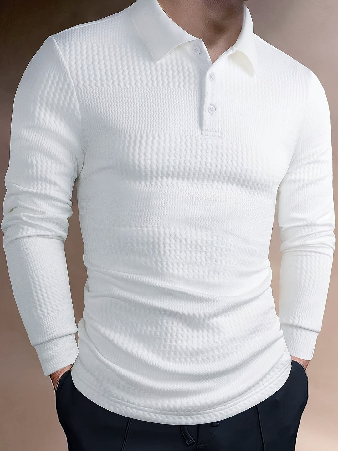 Mateusz | Herren Slim-Fit Poloshirt mit langen Ärmeln