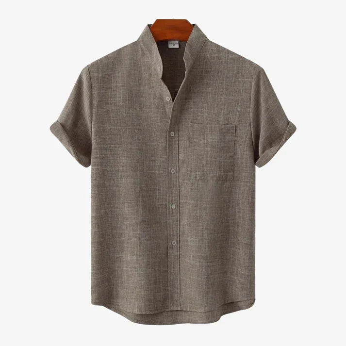 Herren Kurzarm Hemd Mit Stehkragen | Smart Casual Stil