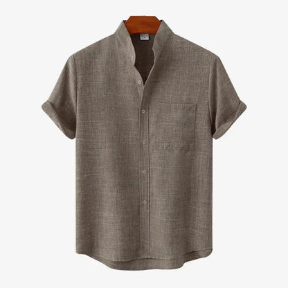 Pánská košile s krátkým rukávem a stojáčkem | Styl smart casual