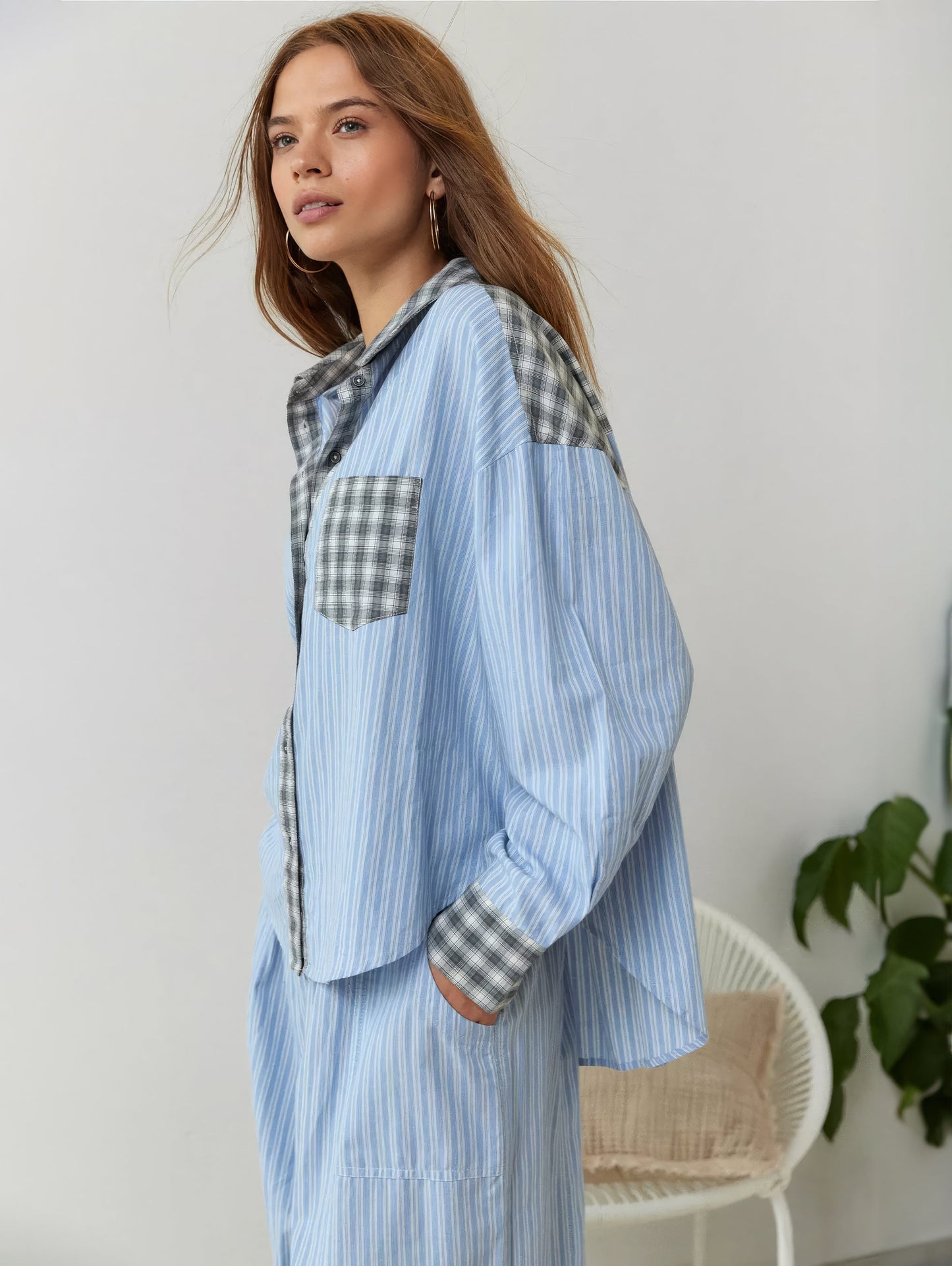 Set di abbigliamento casual da donna | Camicia a maniche lunghe e pantaloni ampi | Comfort per momenti di relax