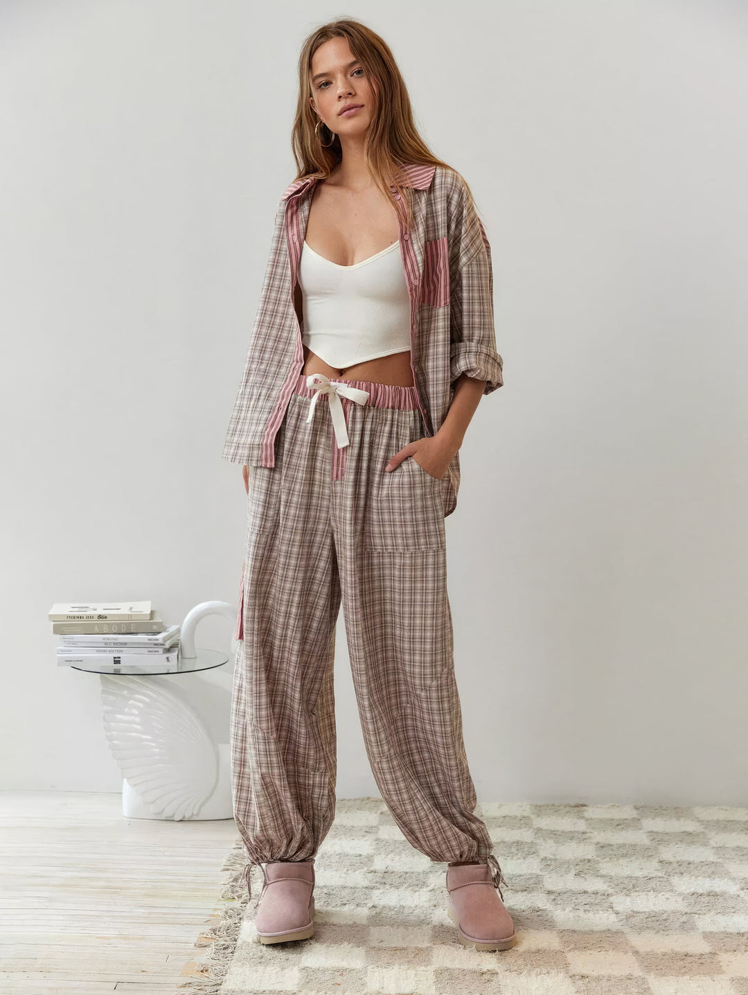 Damen Loungewear-Set | Langarmhemd und Locker Geschnittene Hose | Komfort für Entspannte Momente