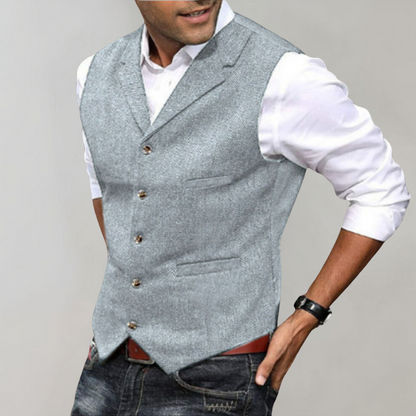 Gilet uomo senza maniche con scollo a V e bottoni | Strutturato