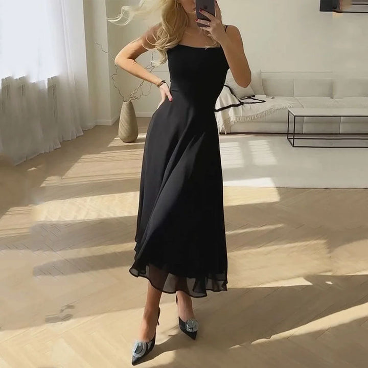 Eva | Ärmelloses Midikleid in Uni-Design
