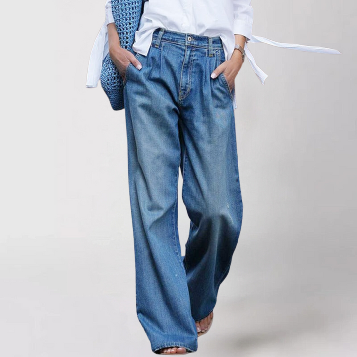 Damen Baggy Passform Hose mit Hohem Bund | Volle Länge