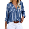 Damen Bluse mit V-Ausschnitt und Streifenmuster – Elegant & Vielseitig