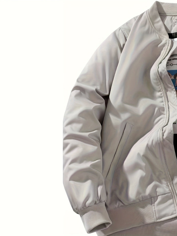 Men's Bomber Jacket with Hood | Comfortable Fit with Zipper | Layered Hood Design | Streetwear Casual Look